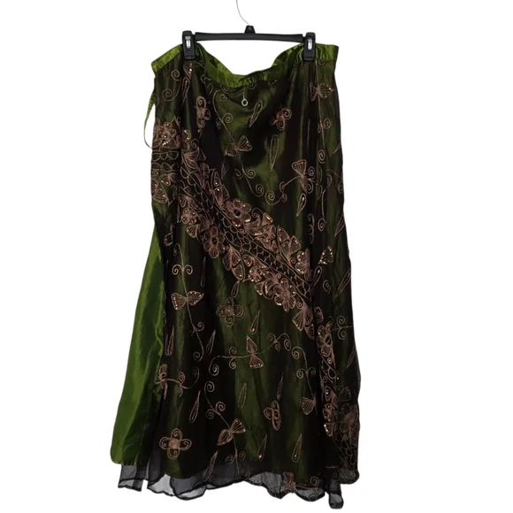 Vintage Green Wrap Maxi Skirt Size Medium - Picture 4 of 7